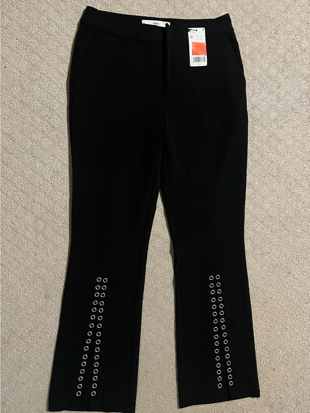 MNG Black Womens Pants with Grommet Detail NWT 6